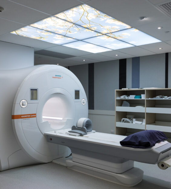 Modern MRI scanner in hospital imaging room