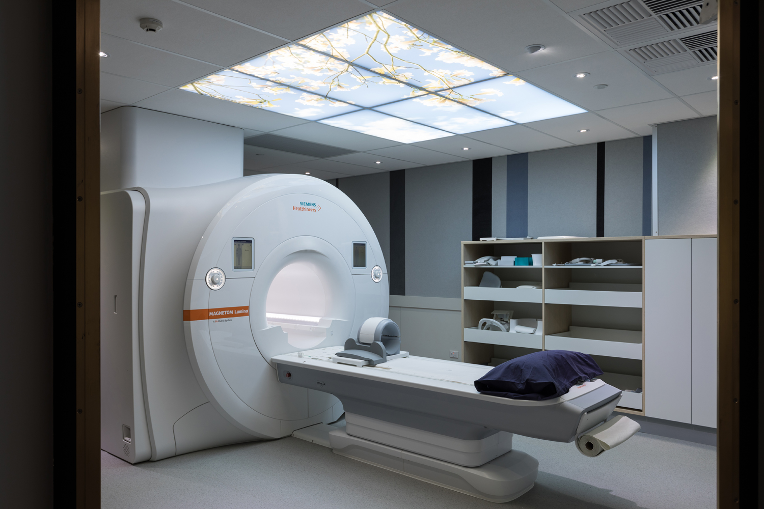 Modern MRI scanner in hospital imaging room