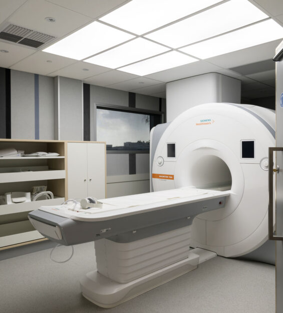 Modern MRI scanner in hospital imaging room