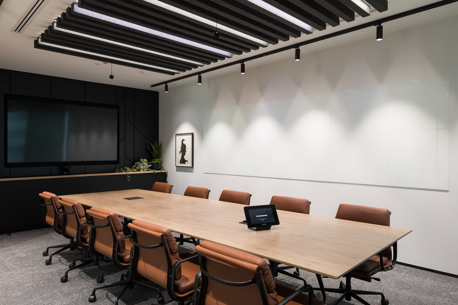 Modern conference room with table and chairs