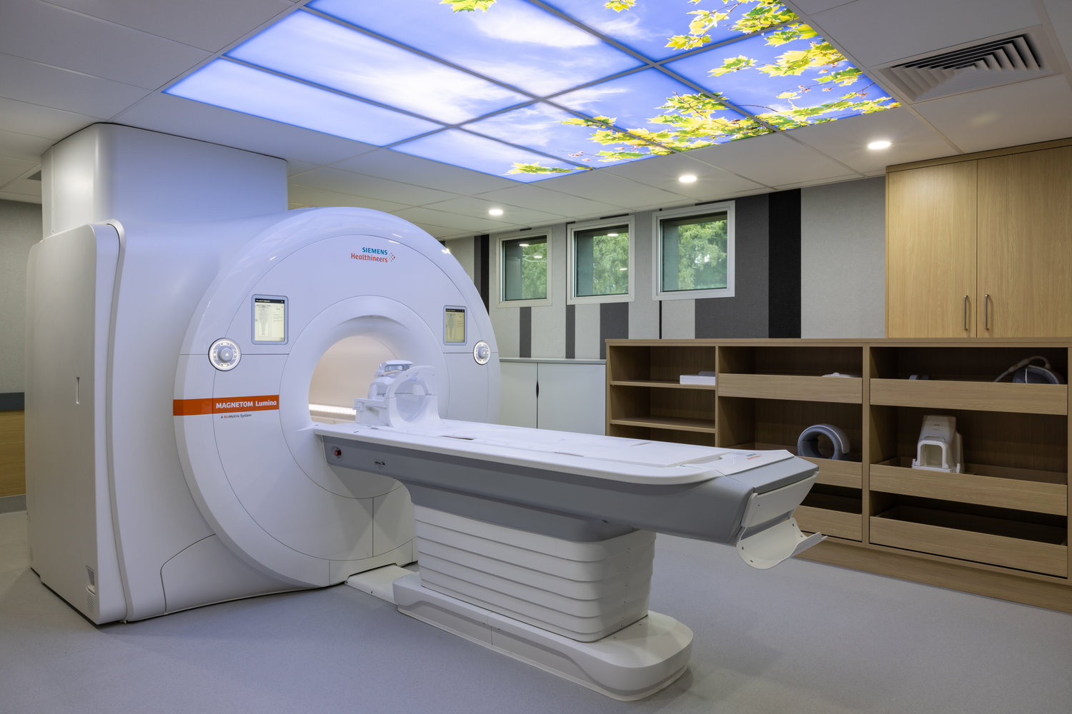 Modern MRI scanner in hospital room