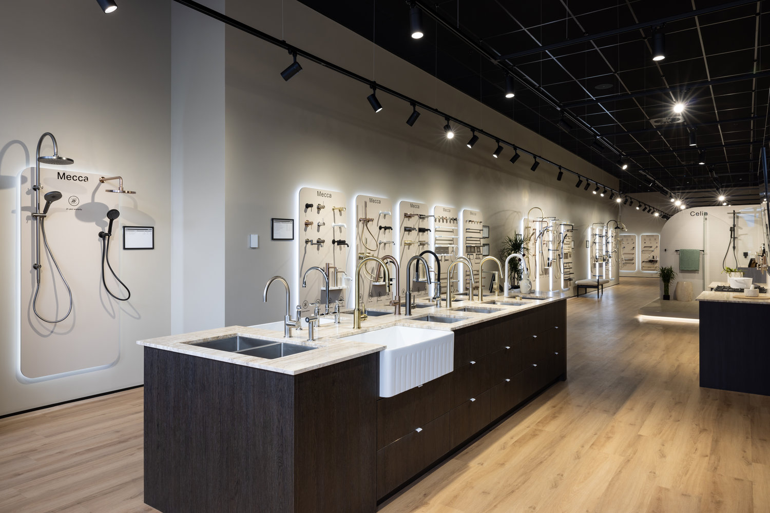 Modern bathroom and kitchen fixture showroom interior